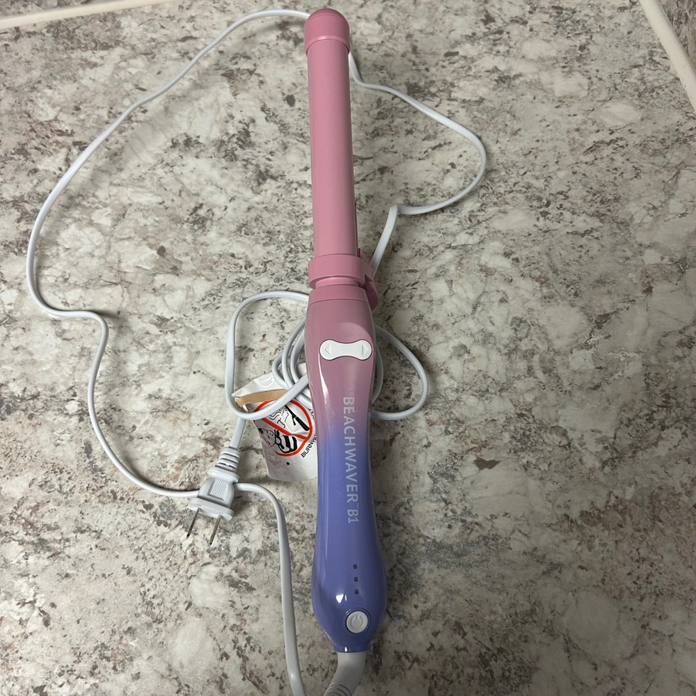 Beachwaver B1 Rotating Curling Iron 1" Pink Purple Ombre Ceramic Hair Tool